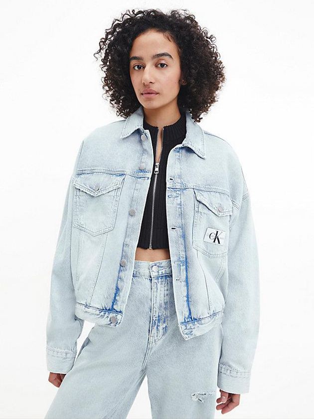 Calvin Klein USA Oversized Cropped Denim Womens Jacket Blue 9583102-GM